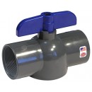 King Brothers Inc. EBVG-1000-T 1-Inch Threaded PVC Schedule 80 Economy Ball Valve, Gray