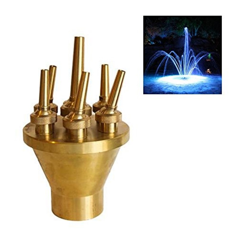 G1 Gold Brass Garden Fountain Water Nozzle Spray Heads 4 Arms Pirouette Spray Heads as described