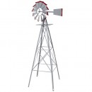 Tangkula 8FT Windmill Yard Garden Metal Ornamental Wind Mill Weather Vane Weather Resistant (Grey)
