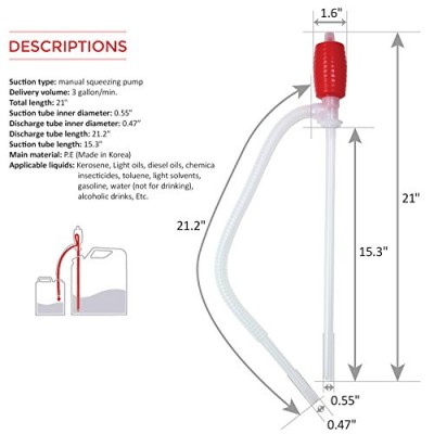 Action Pump 4007 Polyethylene Siphon Pump, for use on 5 Gallon Pails, 2 GPM