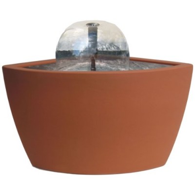 Algreen Hampton Contemporary Terra Cotta Patio and Deck Pond Water Feature Kit with Light, 35-Gallon