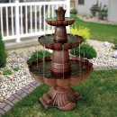 Alpine Corporation 3-Tiered Pedestal Water Fountain and Bird Bath - Ceramic Vintage Decor for Garden, Patio, Deck, Porch - Bronze