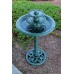 Alpine Corporation 3-Tiered Pedestal Water Fountain and Bird Bath - Ceramic Vintage Decor for Garden, Patio, Deck, Porch - Green