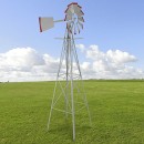 8' Windmill Ornamental Garden Weather Vane Weather Resistant Silver and Red