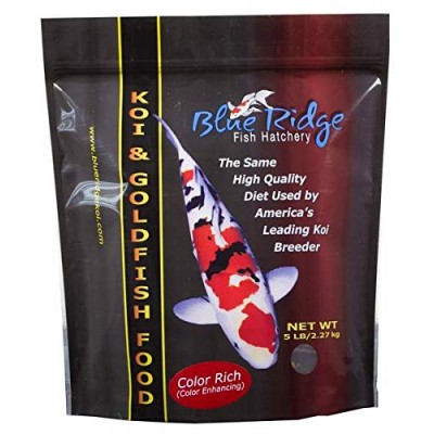 Blue Ridge Fish Food Pellets [5LB] | Koi and Goldfish Color Rich Formula | Floating Large Pellet, Balanced Diet