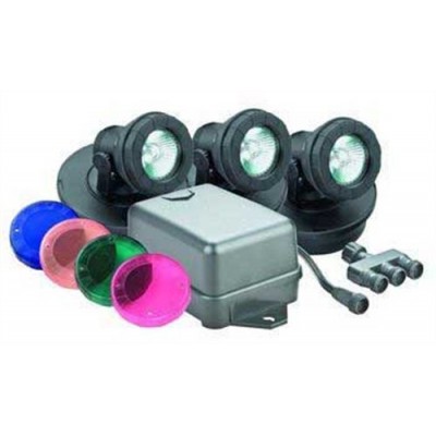 Danner 02393 Pondmaster Submersible Halogen Pond Lightset, Three Light with Transformer