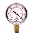 2" Oil Filled Vacuum Pressure Gauge - SS/Br 1/4" NPT Lower Mount, 30HG/0PSI