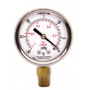 2" Oil Filled Vacuum Pressure Gauge - SS/Br 1/4" NPT Lower Mount, 30HG/0PSI