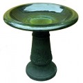 Exaco FM-0203G Endura Clay Florentine Marbleized Birdbath, Green