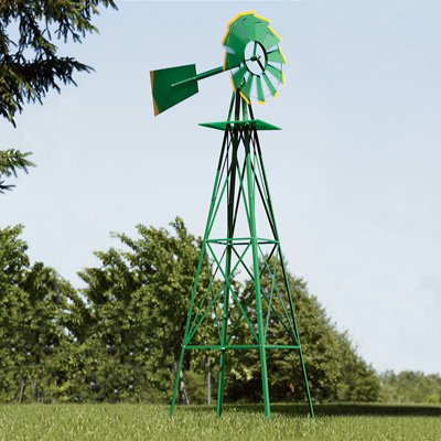 8ft. Ornamental Garden Windmill - Green and Yellow