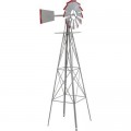 8ft. Ornamental Garden Windmill - Galvanized with Red Tips