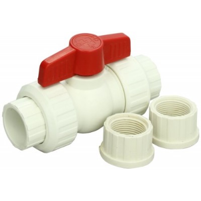 Hayward QTA1007CSEW 3/4-Inch White QTA Series True Union PVC Compact Ball Valve with EPDM O-Rings