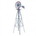 HomGarden 8' Windmill Yard Ornametal Steel Garden Wind Mill Weather Vane Weather Resistant Decoration for Home, Backyard (Sliver)