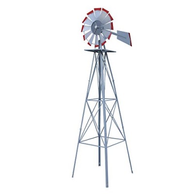HomGarden 8' Windmill Yard Ornametal Steel Garden Wind Mill Weather Vane Weather Resistant Decoration for Home, Backyard (Sliver) HomGarden 8' Windmill Yard Ornametal Steel Garden Wind Mill Weather Vane Weather Resistant Decoration for Home, Backyard (Sliver)