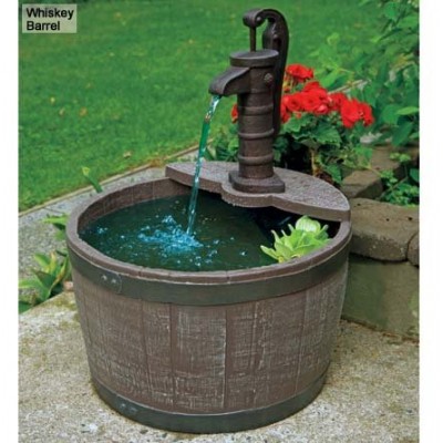 Little Giant 566740 Whiskey Barrel Classical Fountain, Weather Wood