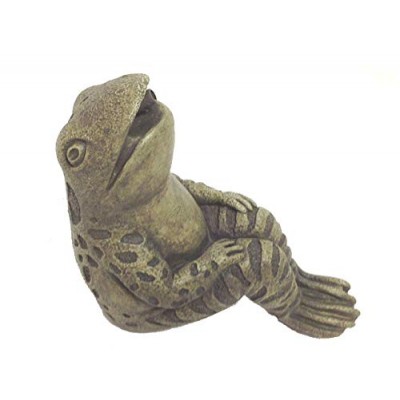 Sitting Frog Pond Spitter -stone statue/sculpture-water garden accent- Great Garden Gift Idea!