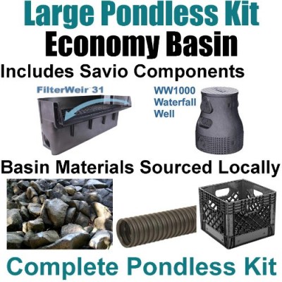 15 x 30 Large Pondless Waterfall Kit with Anjon 6,100 GPH Hybrid Mag Drive Pump, Savio 31” Waterfall & Savio Waterfall Well PLS0