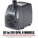 PonicsPumps PP12005: 120 GPH Submersible Pump with 5' Cord - 6W. for Fountains, Statuary, Aquariums & more. Comes with 1 year limited warranty.