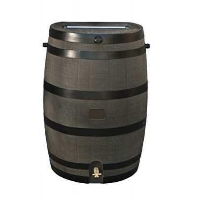 RTS Home Accents 50-Gallon Rain Water Collection Barrel with Brass Spigot, Wood Grain