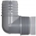 Spears 1413 Series PVC Tube Fitting, 90 Degree Elbow, Schedule 40, Gray, 1-1/2" Barbed x NPT Male