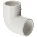 Spears 406 Series PVC Pipe Fitting, 90 Degree Elbow, Schedule 40, White, 1-1/2" Socket