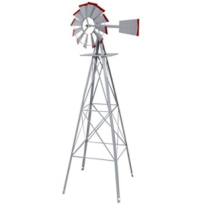 Tangkula 8FT Windmill Yard Garden Metal Ornamental Wind Mill Weather Vane Weather Resistant (Grey) Tangkula 8FT Windmill Yard Garden Metal Ornamental Wind Mill Weather Vane Weather Resistant (Grey)