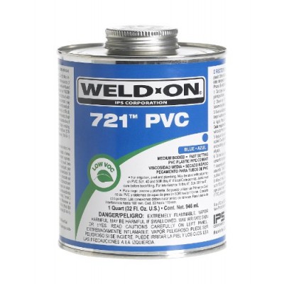 Weldon 10163 Blue 721 Medium-Bodied PVC Professional Industrial-Grade Cement Fast-Setting Low-Voc, 1/2 Pint, Blue